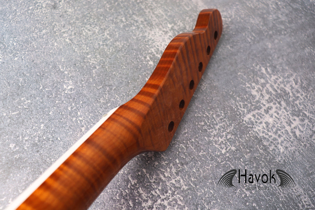 T type Flame Maple Gloss Binding Carbon Fiber Rods Neck Stainless Steel Jescar Frets