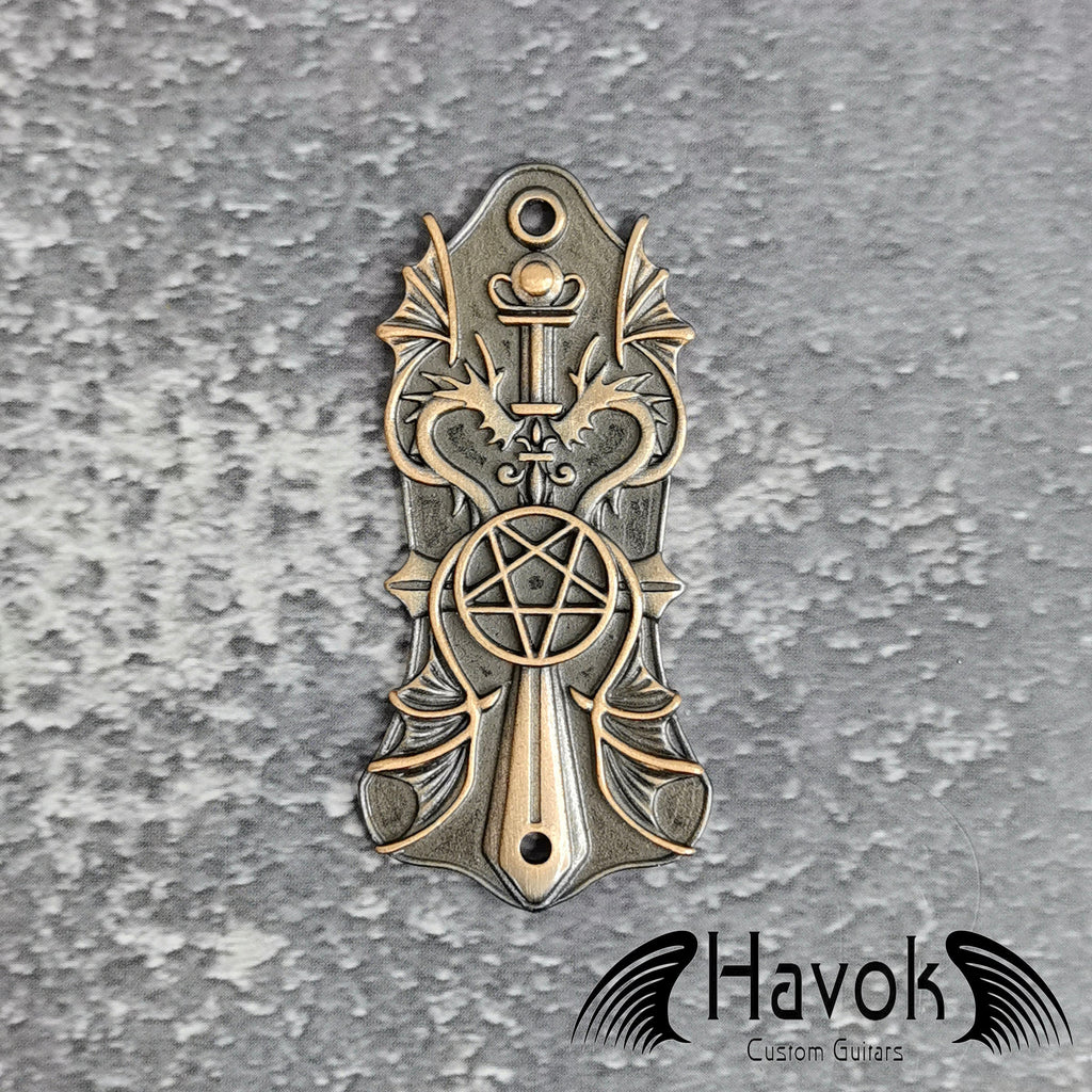 Truss Rod Bronze, Pentagram And Dragons Shape Case For Electric Guitar, Rare Custom Shop Accessory, Build Kit DIY, Gadget And Replacement