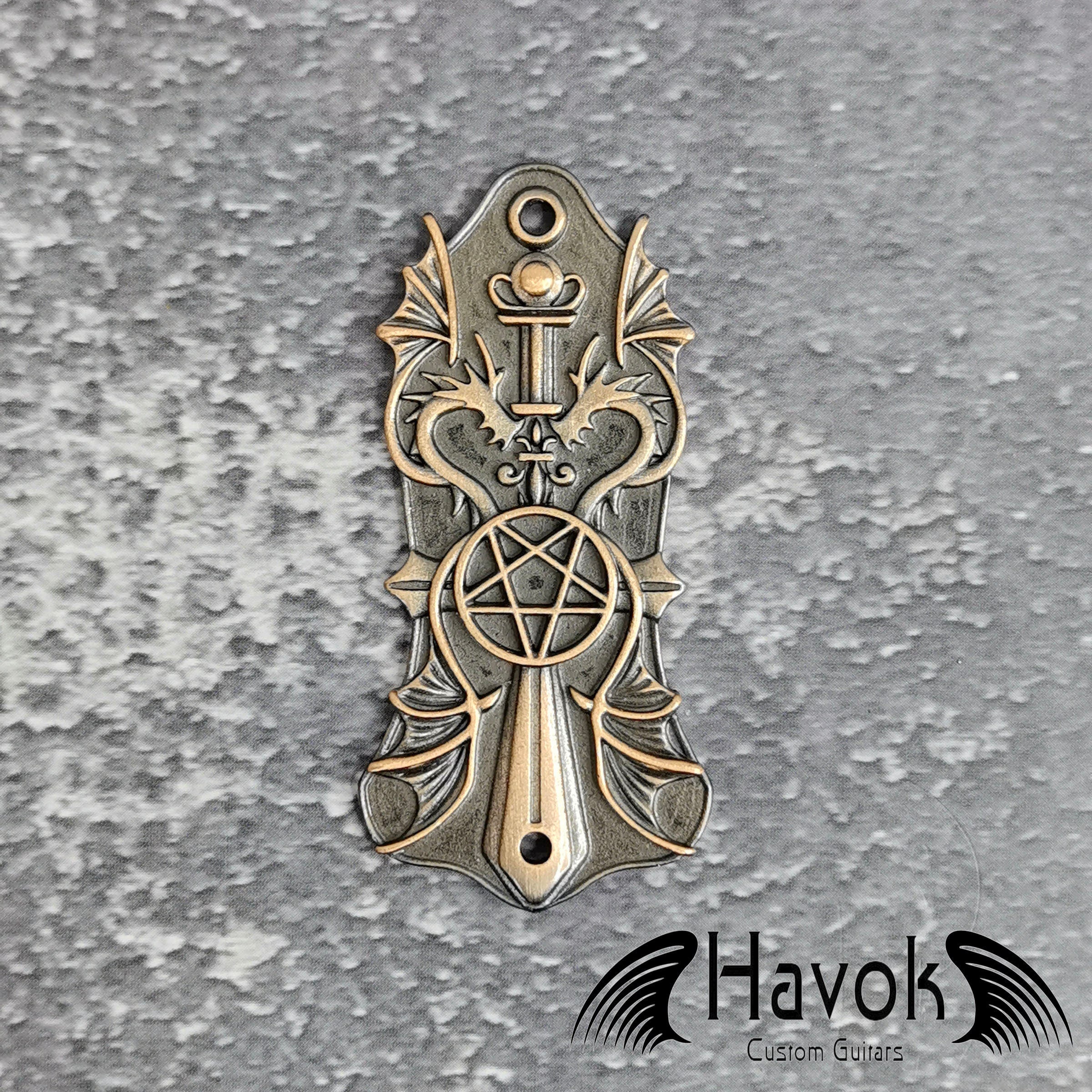 Truss Rod Bronze, Pentagram And Dragons Shape Case For Electric Guitar, Rare Custom Shop Accessory, Build Kit DIY, Gadget And Replacement
