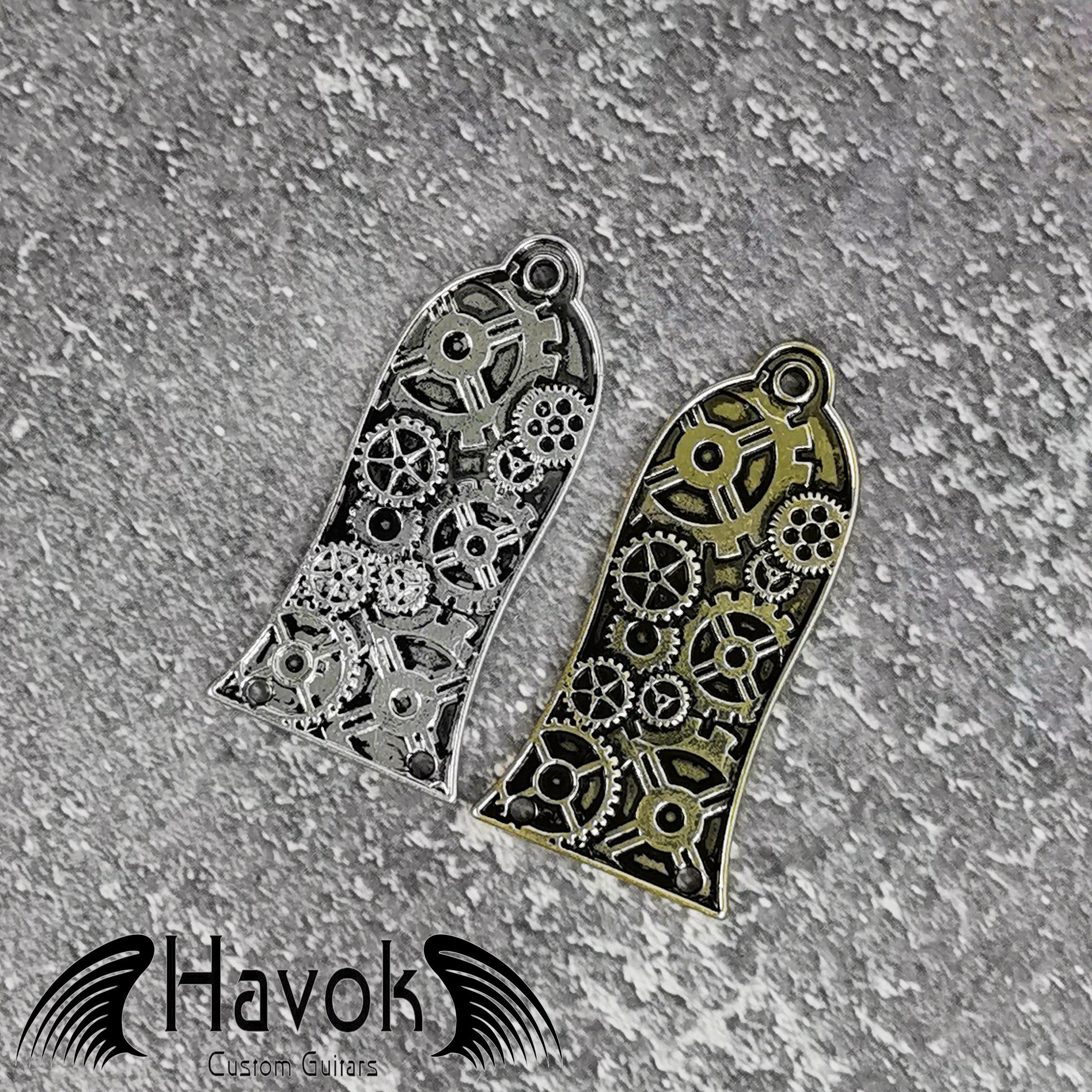 Steampunk Cogwheel Guitar Truss Rod Cover, Silver, Bell Shape