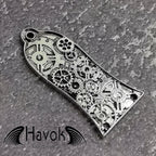 Steampunk Cogwheel Guitar Truss Rod Cover, Silver, Bell Shape
