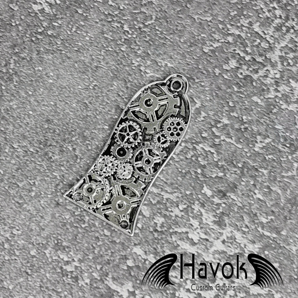 Steampunk Cogwheel Guitar Truss Rod Cover, Silver, Bell Shape