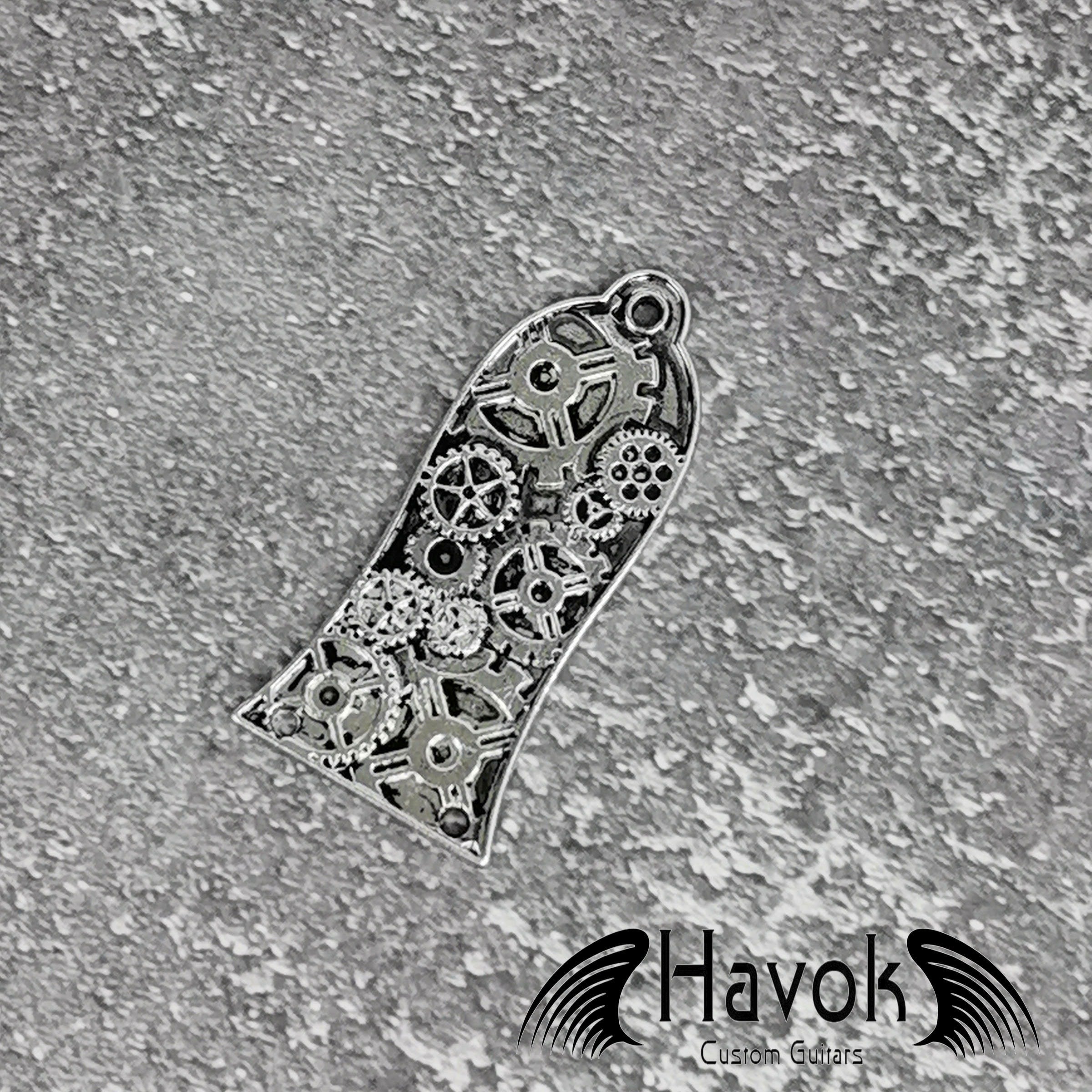 Steampunk Cogwheel Guitar Truss Rod Cover, Silver, Bell Shape