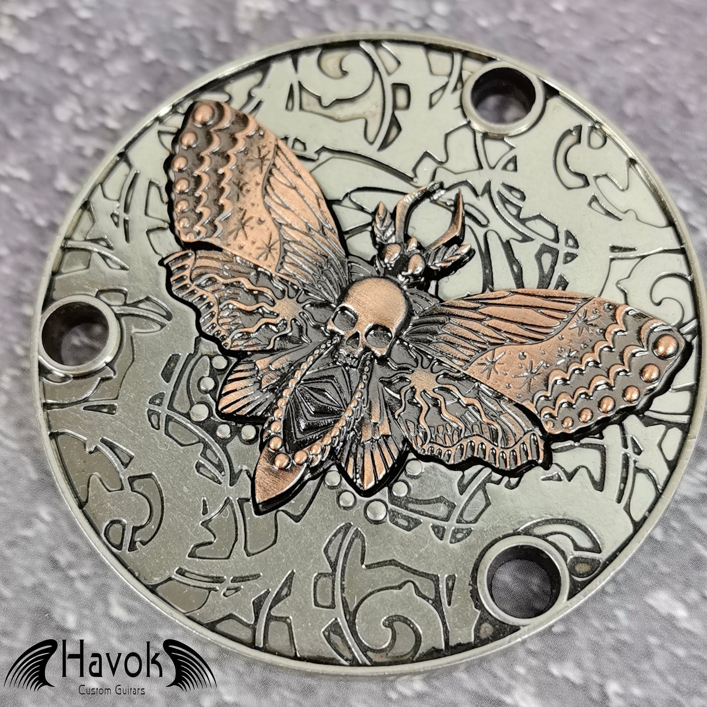 Gothic Skull Moth Toggle Switch Metal Plate Cover, LP Single Cut, Vintage Guitar Accessory, Guitar Build Kit DIY, Gadget And Replacement