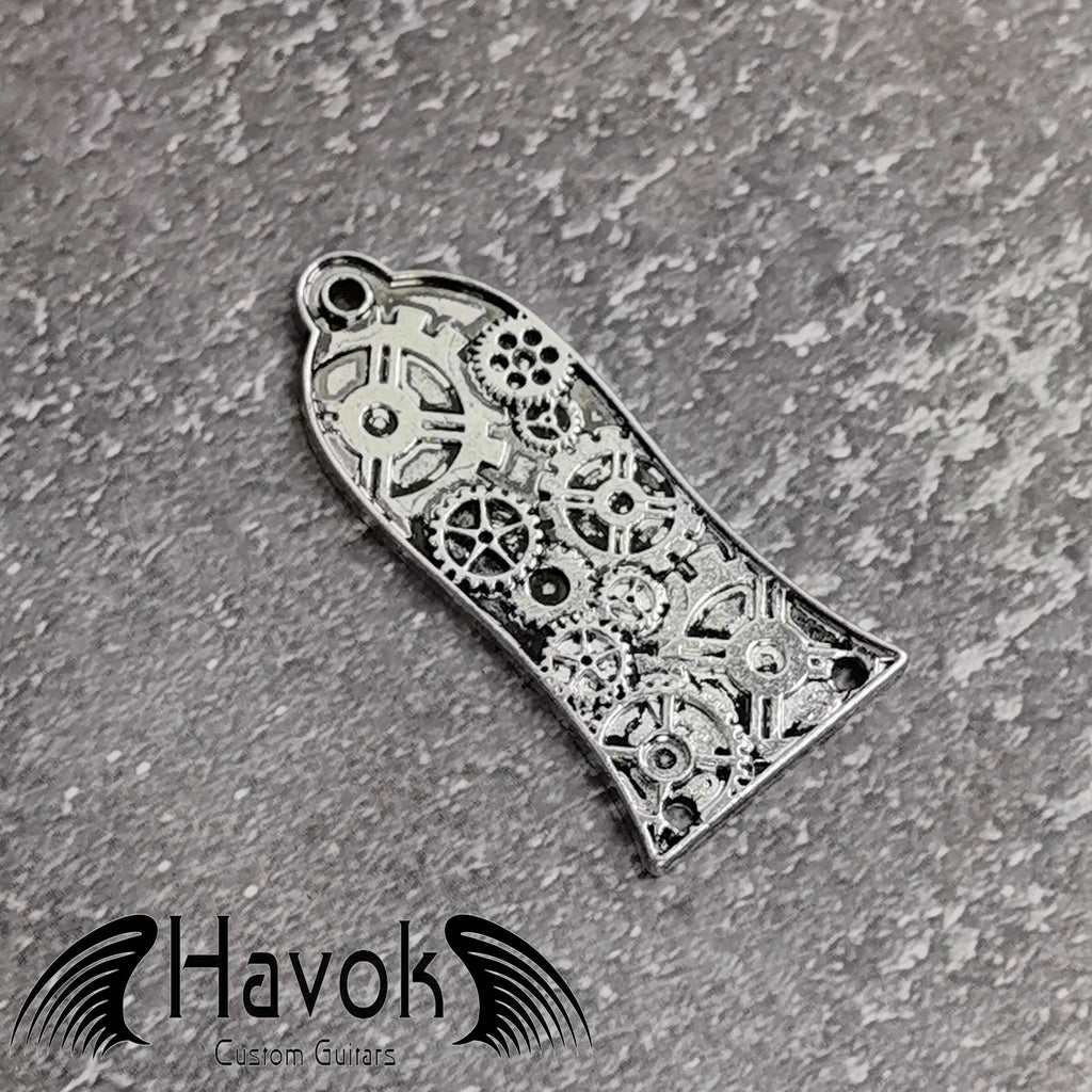 Steampunk Cogwheel Guitar Truss Rod Cover, Silver, Bell Shape