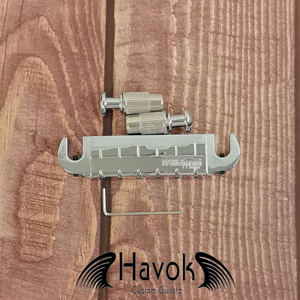 Silver Wraparound WOGT2 Bridge, Wilkinson Tailpiece for Electric Guitar, Vintage Guitar Building Kit, High End Replacement Accessory Part