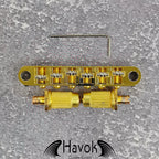 Gold Tune-O-Matic Roller Saddle Bridge for Electric Guitar, Vintage 6 String Guitar Building Kit, Replacement Accessory Part
