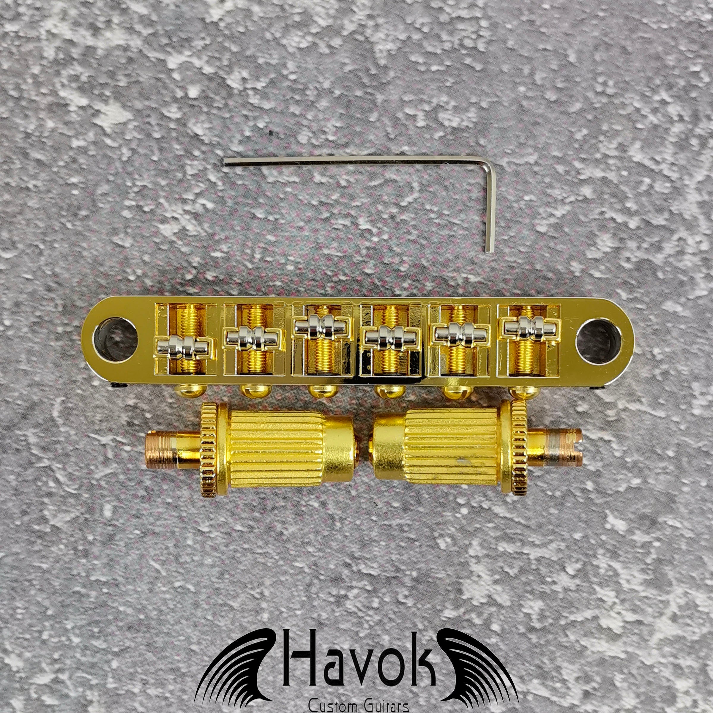 Gold Tune-O-Matic Roller Saddle Bridge for Electric Guitar, Vintage 6 String Guitar Building Kit, Replacement Accessory Part