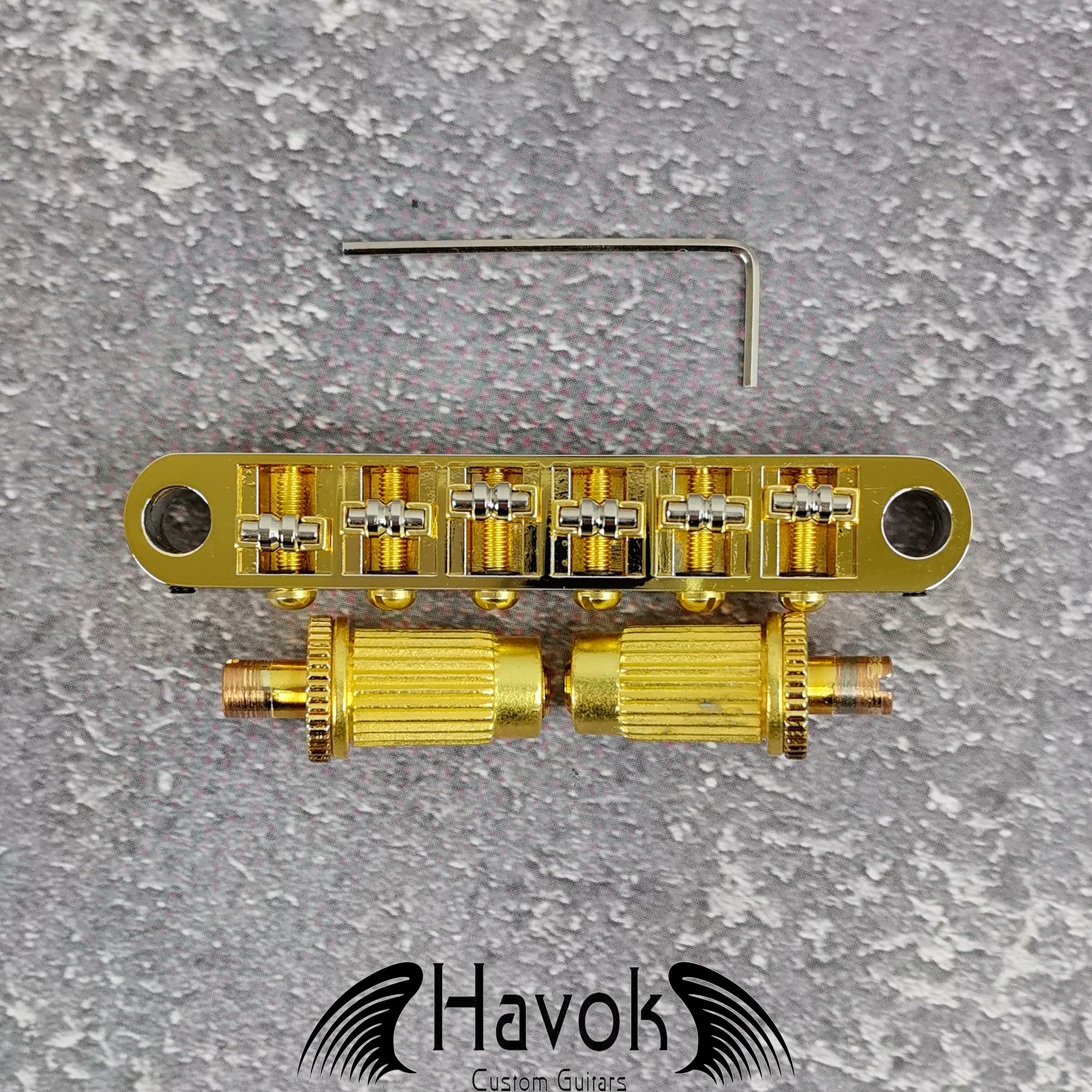 Gold Tune-O-Matic Roller Saddle Bridge for Electric Guitar, Vintage 6 String Guitar Building Kit, Replacement Accessory Part