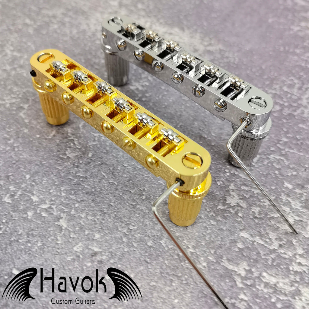 Gold Tune-O-Matic Roller Saddle Bridge for Electric Guitar, Vintage 6 String Guitar Building Kit, Replacement Accessory Part