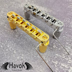Gold Tune-O-Matic Roller Saddle Bridge for Electric Guitar, Vintage 6 String Guitar Building Kit, Replacement Accessory Part
