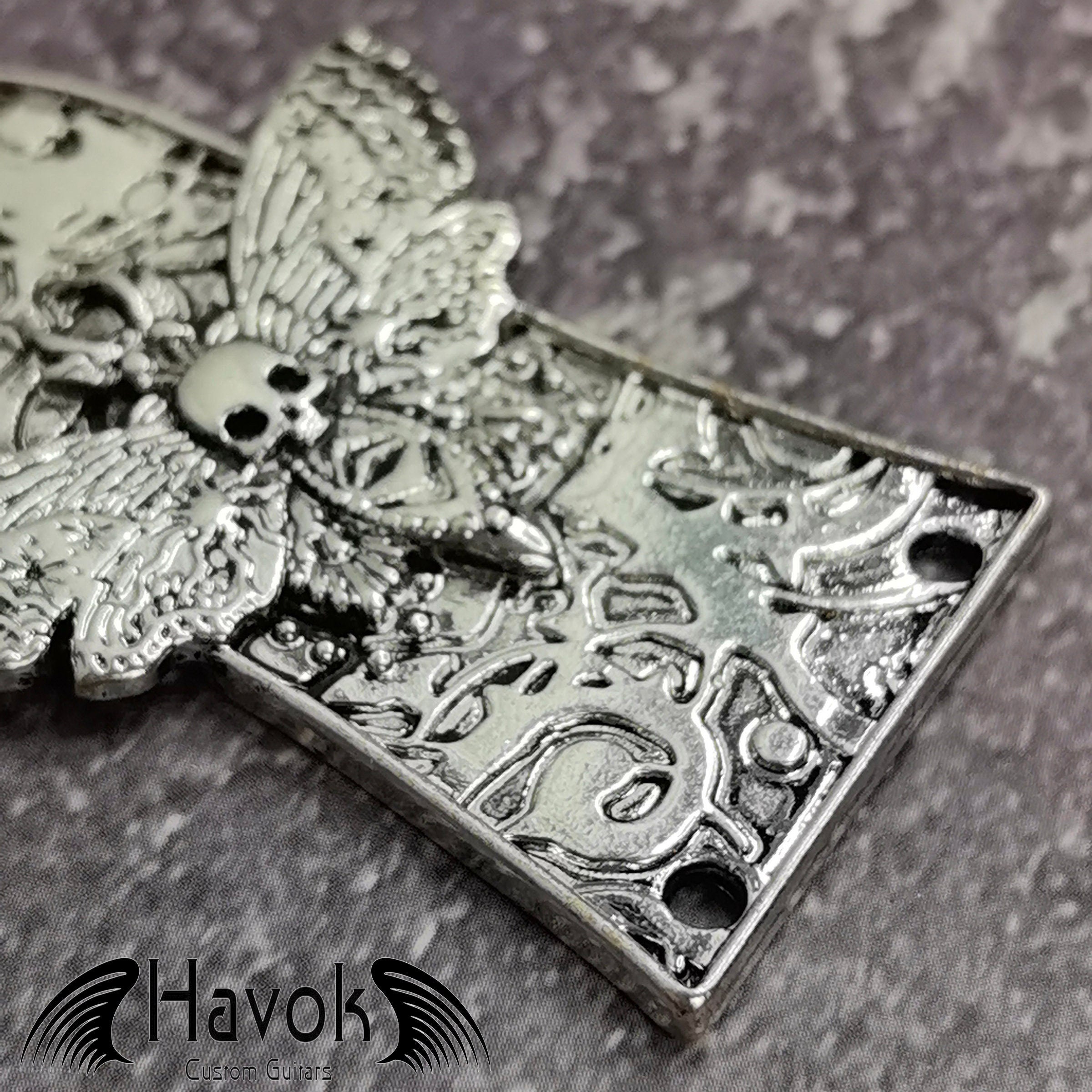 Truss Rod Silver, Gothic Skeleton Moth Shape Case For Electric Guitar, Rare Custom Shop Accessory, Build Kit DIY, Gadget And Replacement