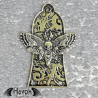Gothic Skeleton Moth Truss Rod Cover Plate, Gold Guitar Accessory