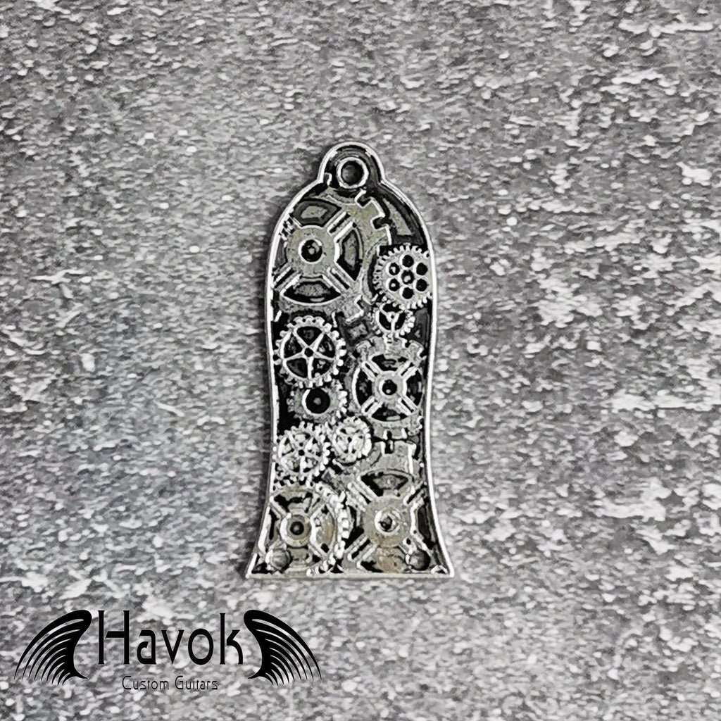 Steampunk Cogwheel Guitar Truss Rod Cover, Silver, Bell Shape