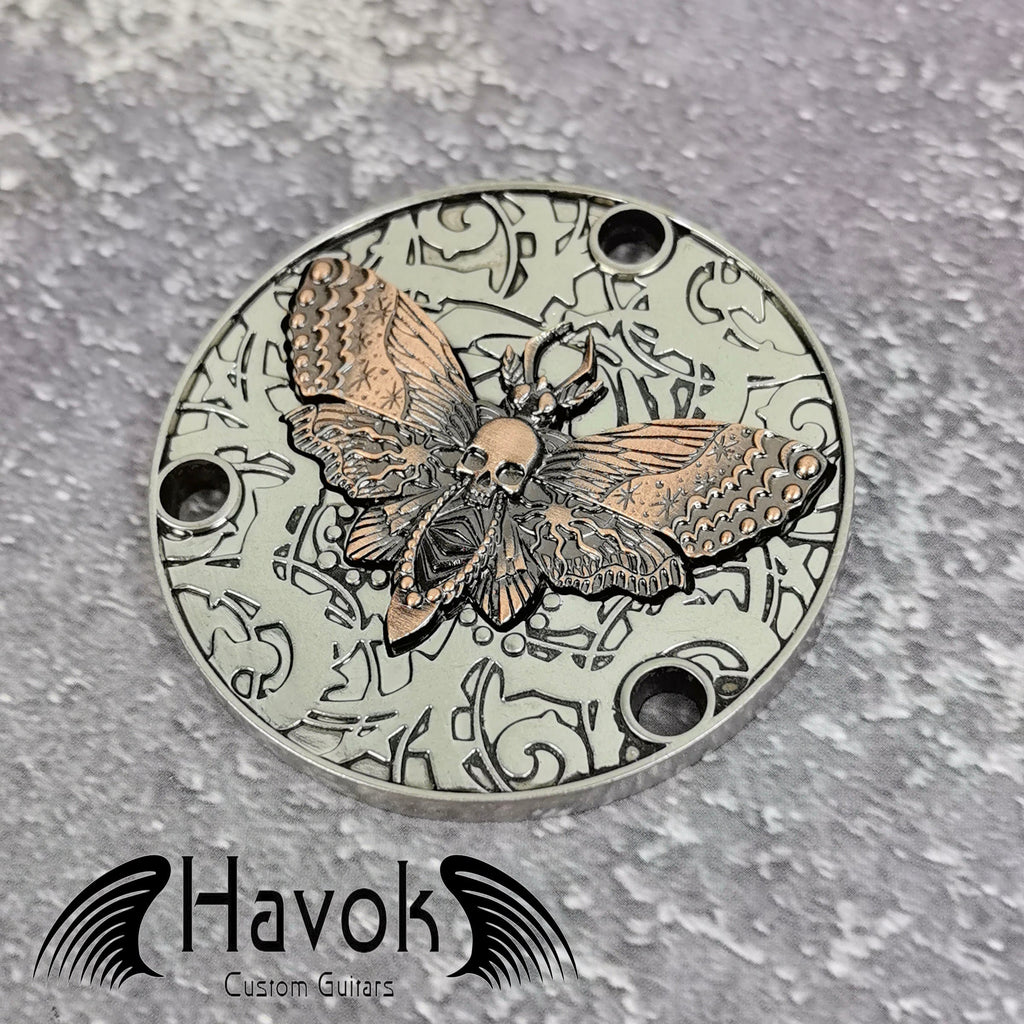 Gothic Skull Moth Toggle Switch Metal Plate Cover, LP Single Cut, Vintage Guitar Accessory, Guitar Build Kit DIY, Gadget And Replacement