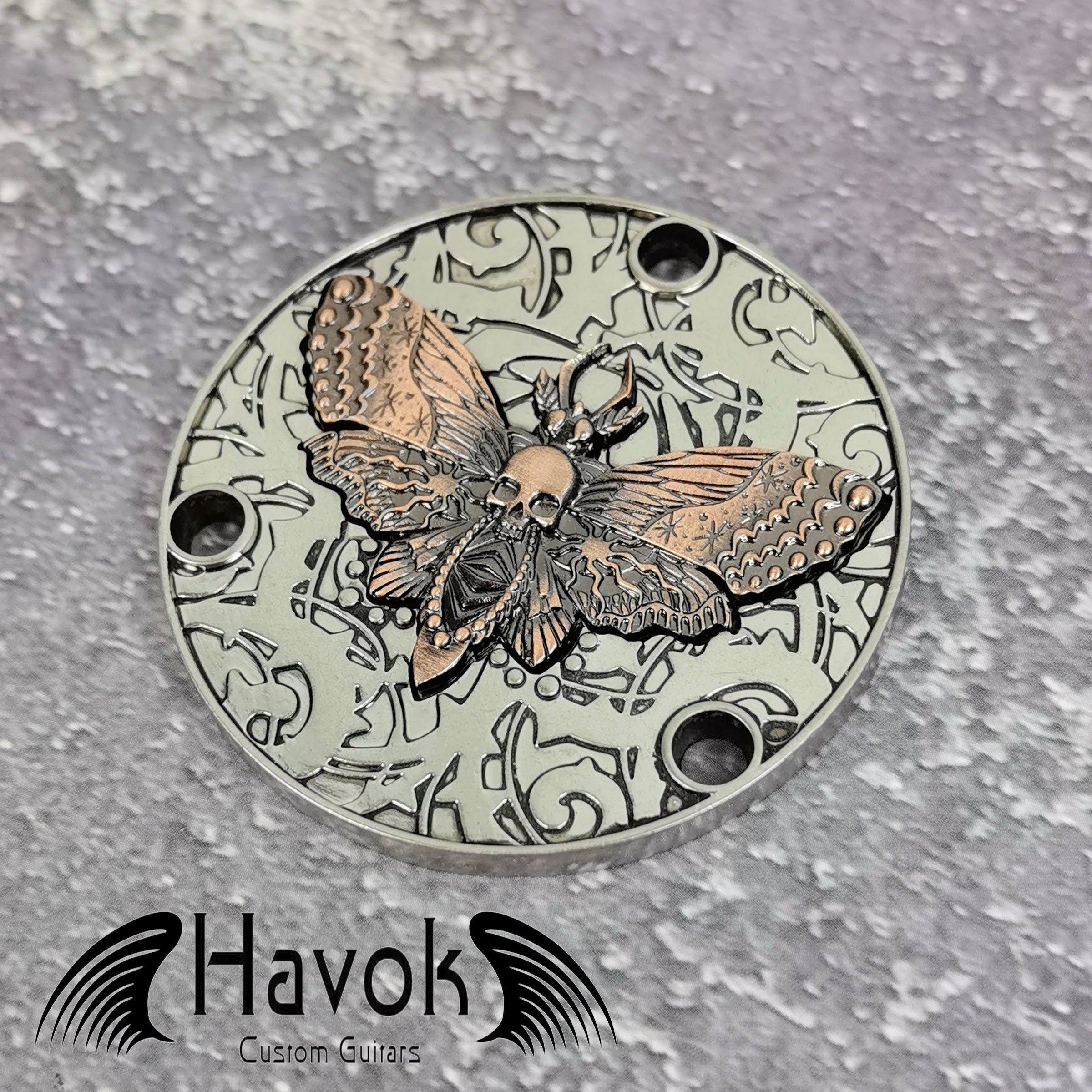 Gothic Skull Moth Toggle Switch Metal Plate Cover, LP Single Cut, Vintage Guitar Accessory, Guitar Build Kit DIY, Gadget And Replacement