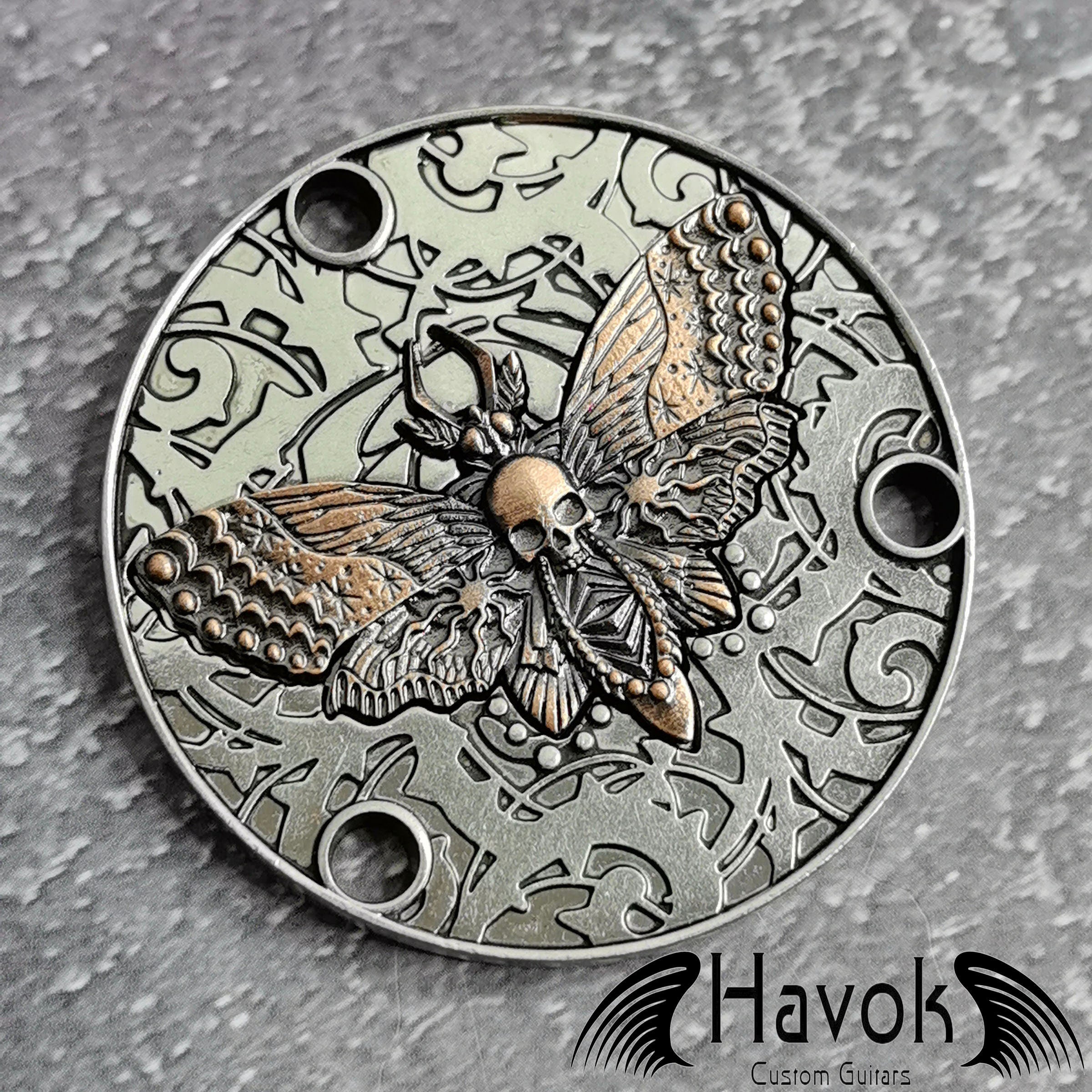 Gothic Skull Moth Toggle Switch Metal Plate Cover, LP Single Cut, Vintage Guitar Accessory, Guitar Build Kit DIY, Gadget And Replacement