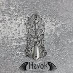 A vintage style metal truss rod plate for electric guitars. It comes in unique design of pentagram and two dragons. The color is silver.