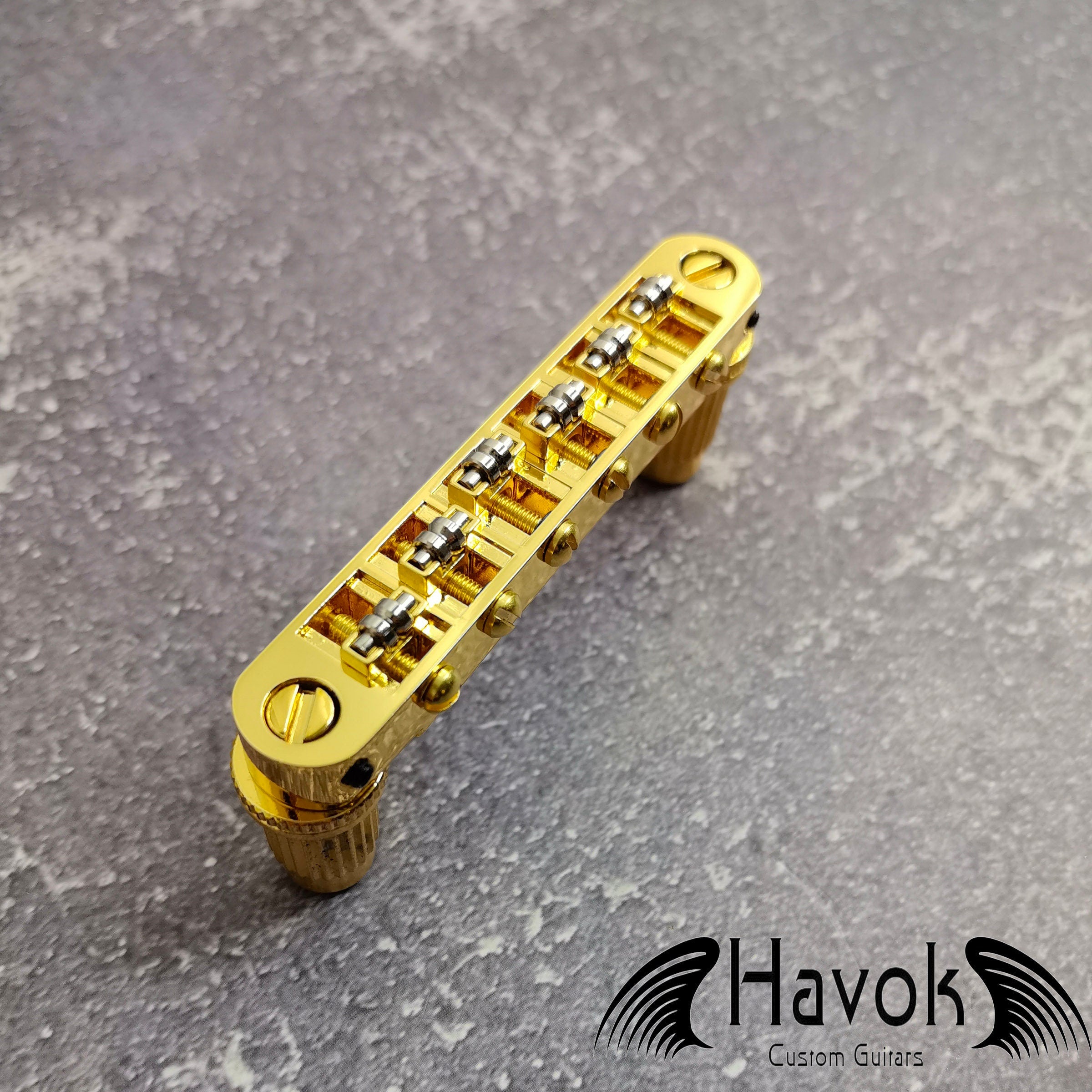 Gold Tune-O-Matic Roller Saddle Bridge for Electric Guitar, Vintage 6 String Guitar Building Kit, Replacement Accessory Part