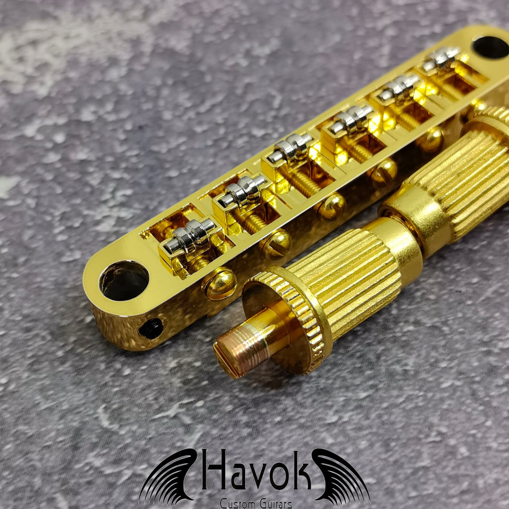 Gold Tune-O-Matic Roller Saddle Bridge for Electric Guitar, Vintage 6 String Guitar Building Kit, Replacement Accessory Part