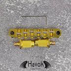 Gold Tune-O-Matic Roller Saddle Bridge for Electric Guitar, Vintage 6 String Guitar Building Kit, Replacement Accessory Part