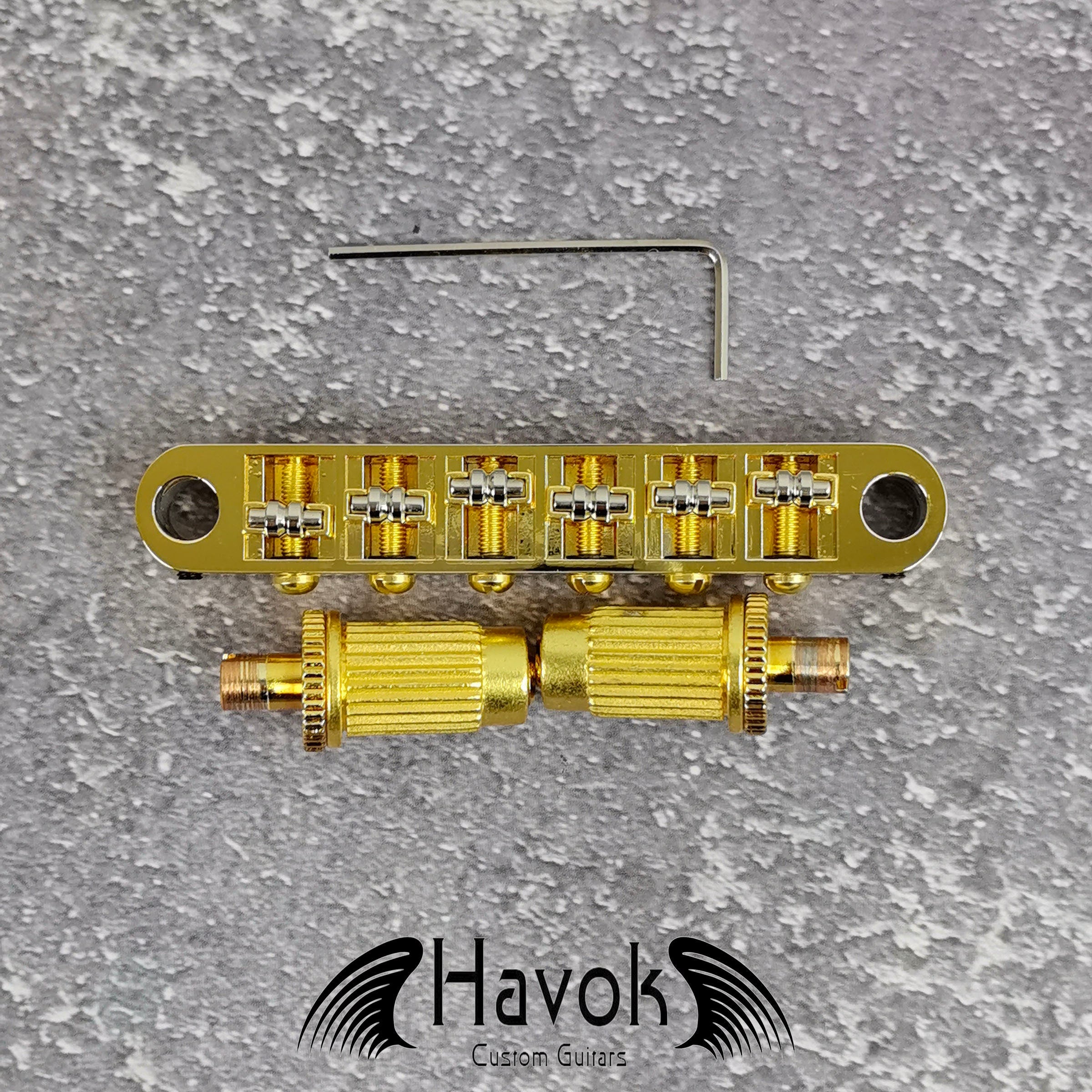 Gold Tune-O-Matic Roller Saddle Bridge for Electric Guitar, Vintage 6 String Guitar Building Kit, Replacement Accessory Part