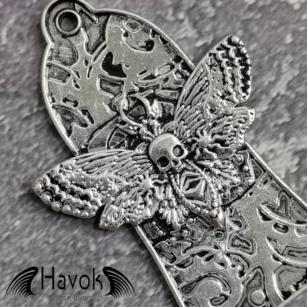 Truss Rod Silver, Gothic Skeleton Moth Shape Case For Electric Guitar, Rare Custom Shop Accessory, Build Kit DIY, Gadget And Replacement