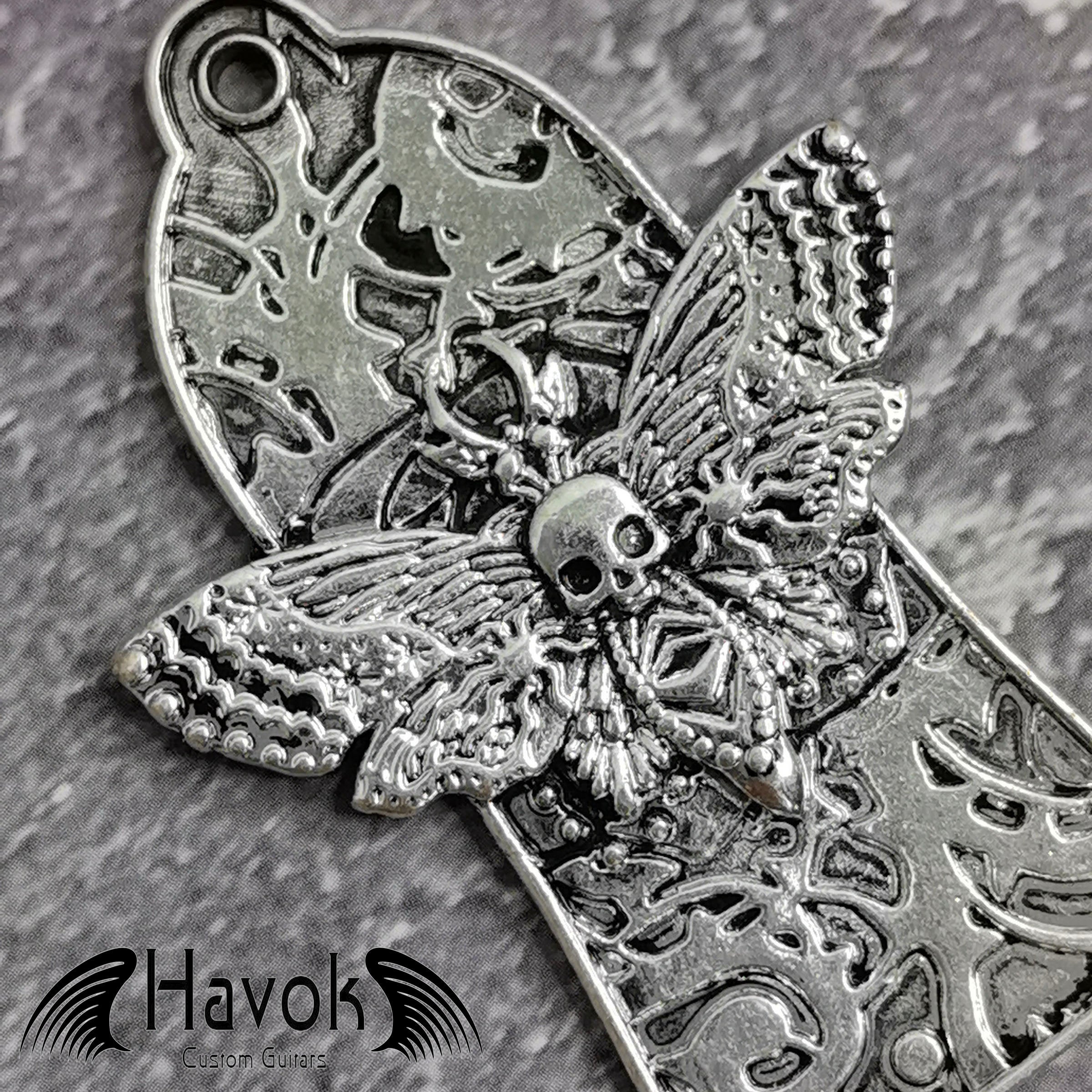 Truss Rod Silver, Gothic Skeleton Moth Shape Case For Electric Guitar, Rare Custom Shop Accessory, Build Kit DIY, Gadget And Replacement