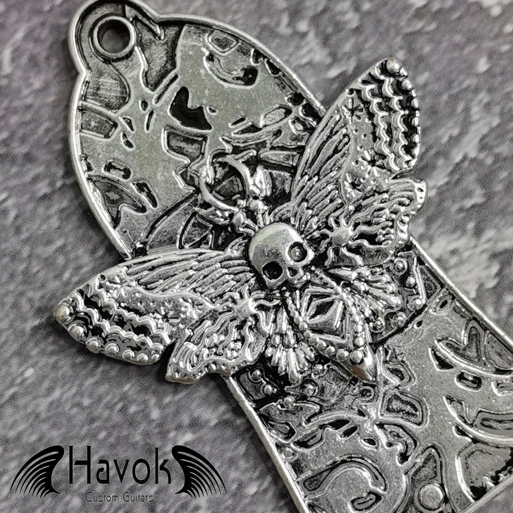 Truss Rod Silver, Gothic Skeleton Moth Shape Case For Electric Guitar, Rare Custom Shop Accessory, Build Kit DIY, Gadget And Replacement