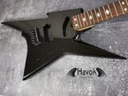 HAVOK Parabellum Guitar Kit, Stainless Steel Frets Flame Maple Neck, Spoke Wheel, Mahogany Body, Guitar Building DIY Metallic Black