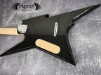 HAVOK Parabellum Guitar Kit, Stainless Steel Frets Flame Maple Neck, Spoke Wheel, Mahogany Body, Guitar Building DIY Metallic Black
