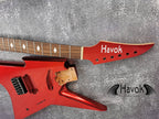 HAVOK Parabellum Guitar Kit, Stainless Steel Frets Flame Maple Neck Spoke Wheel, Mahogany Body, Guitar Building DIY Metallic Candy Apple Red