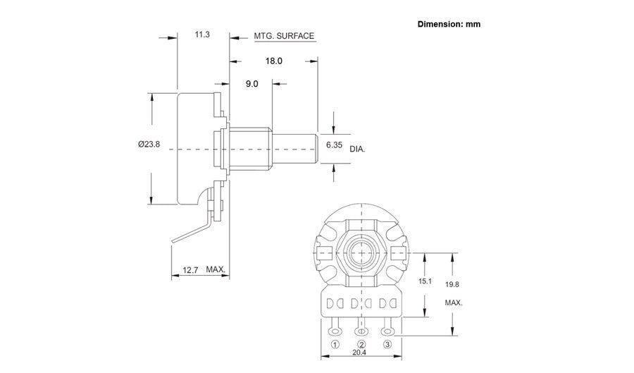 CTS B500K Potentiometer High End Accessory and Replacement, Guitar Build Kit DIY Gadget, Audio Volume Adjust, Electric Component