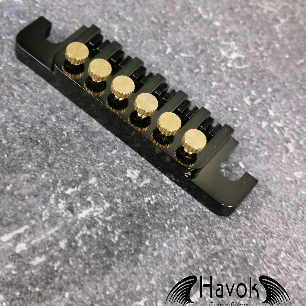 Black Micro Tune Bridge Tailpiece, High End Custom Shop Music Accessory, Vintage Guitar Build Kit, Gadget And Replacement, LP Single Cut