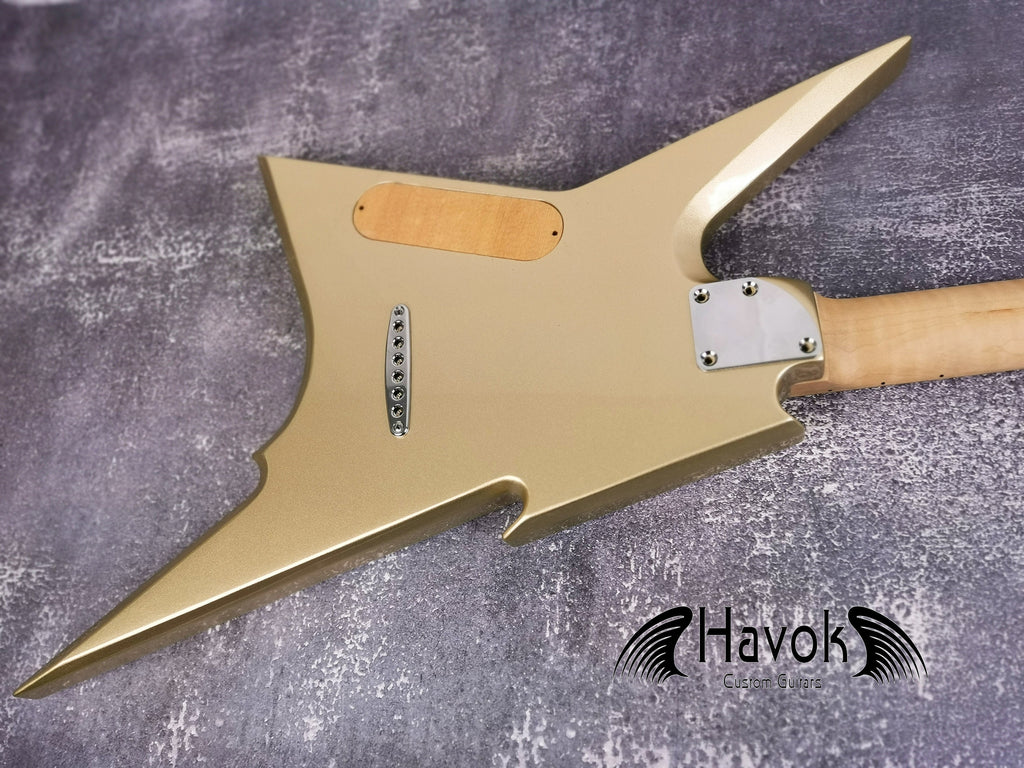 HAVOK Parabellum Guitar Kit, Stainless Steel Frets Flame Maple Neck, Spoke Wheel, Mahogany Body, Guitar Building DIY Vintage Guitar Neck
