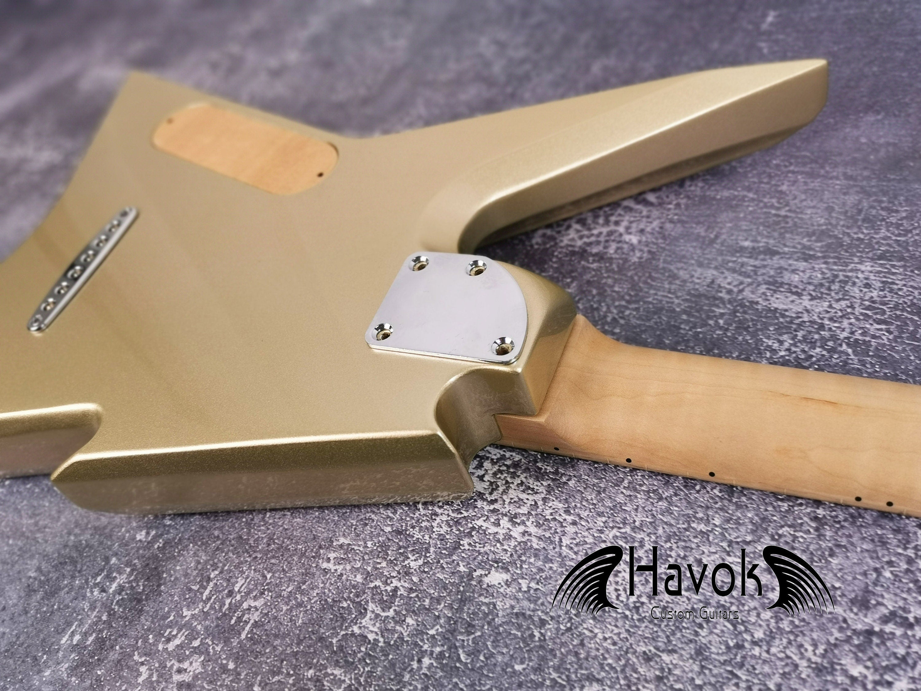HAVOK Parabellum Guitar Kit, Stainless Steel Frets Flame Maple Neck, Spoke Wheel, Mahogany Body, Guitar Building DIY Vintage Guitar Neck