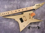 HAVOK Parabellum Guitar Kit, Stainless Steel Frets Flame Maple Neck, Spoke Wheel, Mahogany Body, Guitar Building DIY Vintage Guitar Neck