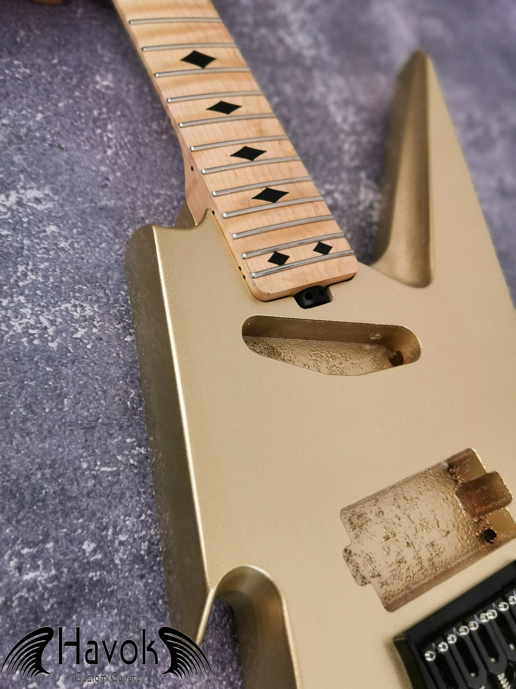 HAVOK Parabellum Guitar Kit, Stainless Steel Frets Flame Maple Neck, Spoke Wheel, Mahogany Body, Guitar Building DIY Vintage Guitar Neck