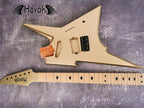 HAVOK Parabellum Guitar Kit, Stainless Steel Frets Flame Maple Neck, Spoke Wheel, Mahogany Body, Guitar Building DIY Vintage Guitar Neck