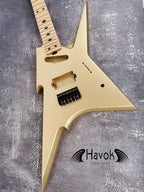 HAVOK Parabellum Guitar Kit, Stainless Steel Frets Flame Maple Neck, Spoke Wheel, Mahogany Body, Guitar Building DIY Vintage Guitar Neck