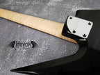 HAVOK Parabellum Guitar Kit, Stainless Steel Frets Flame Maple Neck, Spoke Wheel, Mahogany Body, Guitar Building DIY Metallic Black