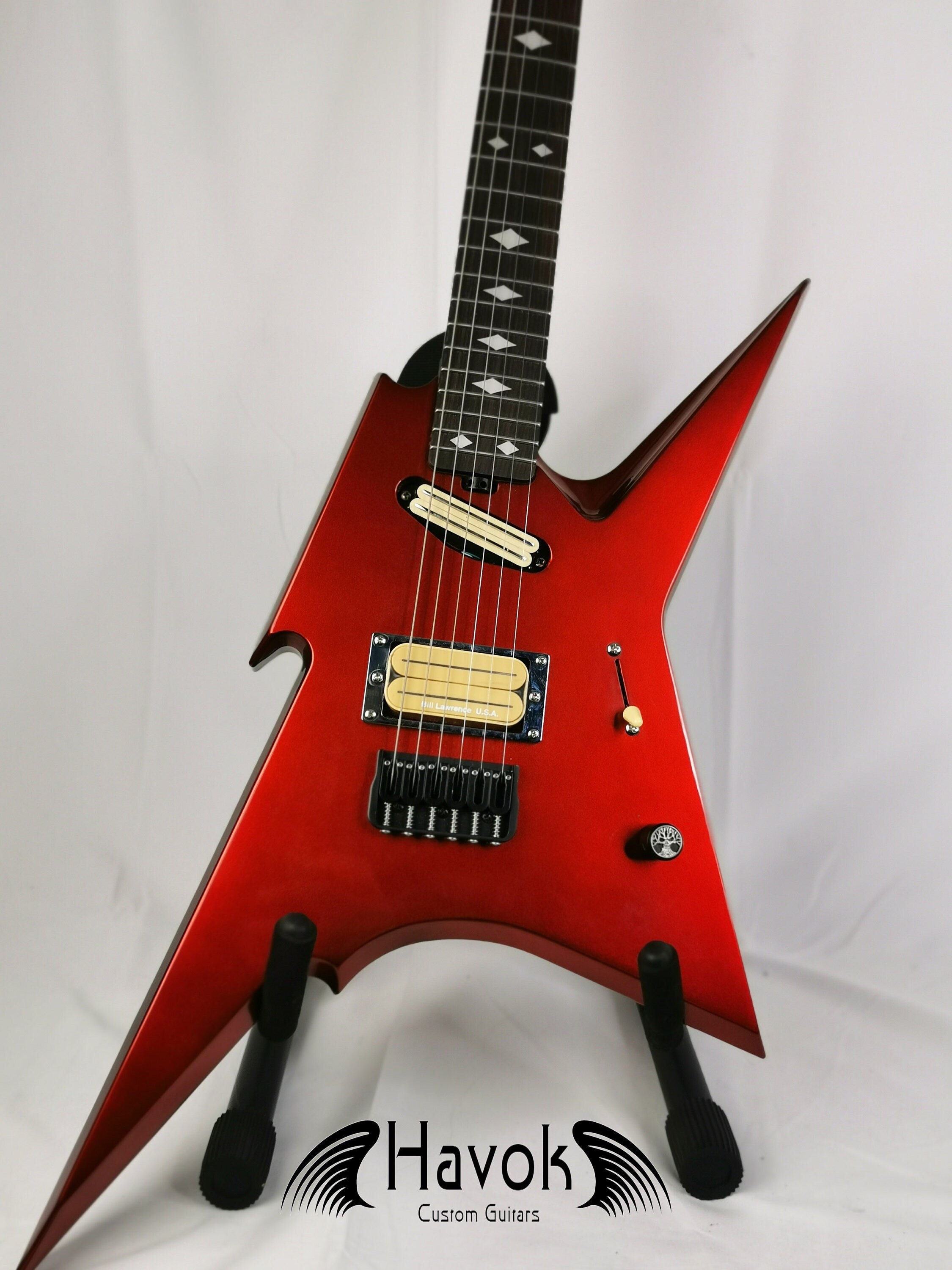 HAVOK Parabellum Guitar Kit, Stainless Steel Frets Flame Maple Neck Spoke Wheel, Mahogany Body, Guitar Building DIY Metallic Candy Apple Red