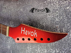 HAVOK Parabellum Guitar Kit, Stainless Steel Frets Flame Maple Neck Spoke Wheel, Mahogany Body, Guitar Building DIY Metallic Candy Apple Red