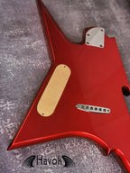 HAVOK Parabellum Guitar Kit, Stainless Steel Frets Flame Maple Neck Spoke Wheel, Mahogany Body, Guitar Building DIY Metallic Candy Apple Red