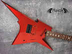 HAVOK Parabellum Guitar Kit, Stainless Steel Frets Flame Maple Neck Spoke Wheel, Mahogany Body, Guitar Building DIY Metallic Candy Apple Red