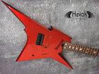 HAVOK Parabellum Guitar Kit, Stainless Steel Frets Flame Maple Neck Spoke Wheel, Mahogany Body, Guitar Building DIY Metallic Candy Apple Red