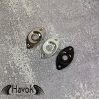 Black Metal Electric Guitar Jack Plate, Oval Shape With Curve, Custom Shop Accessory Component, Vintage Build Kit Gadget And Replacement