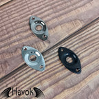 Nickel Metal Electric Guitar Jack Plate, Oval Shape With Curve, Custom Shop Accessory Component, Vintage Build Kit Gadget And Replacement