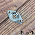 Silver Metal Electric Guitar Jack Plate, Oval Shape With Curve, Custom Shop Accessory Component, Vintage Build Kit Gadget And Replacement