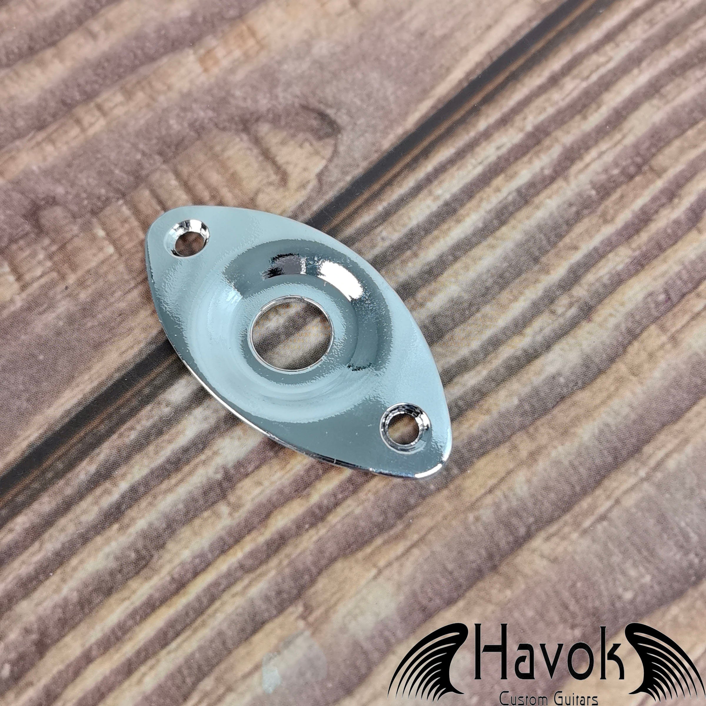 Silver Metal Electric Guitar Jack Plate, Oval Shape With Curve, Custom Shop Accessory Component, Vintage Build Kit Gadget And Replacement